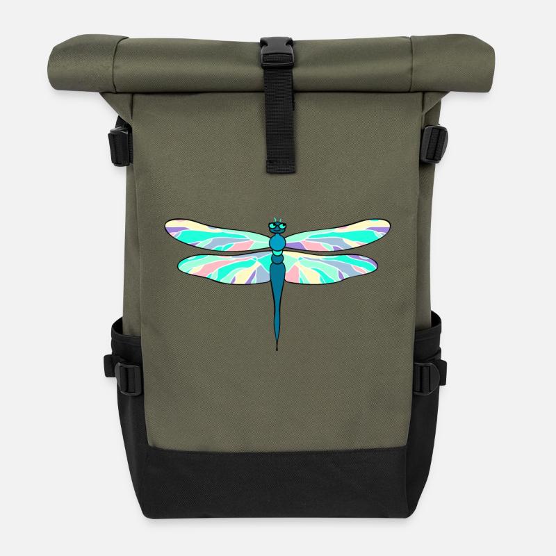 dragon-fly - Roll Top Backpack - olive/black