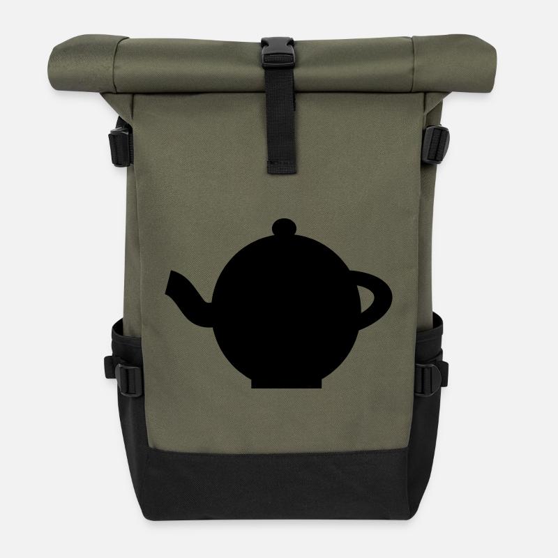 théière - Sac à dos roll top - olive/noir