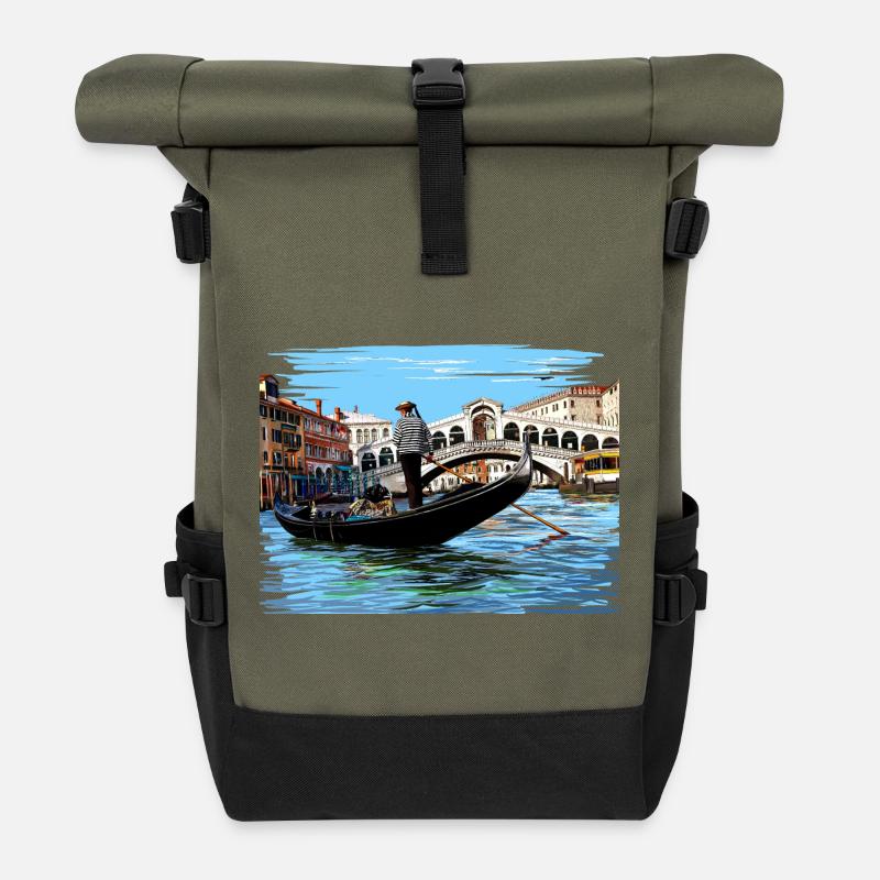 Venise - Sac à dos roll top - olive/noir