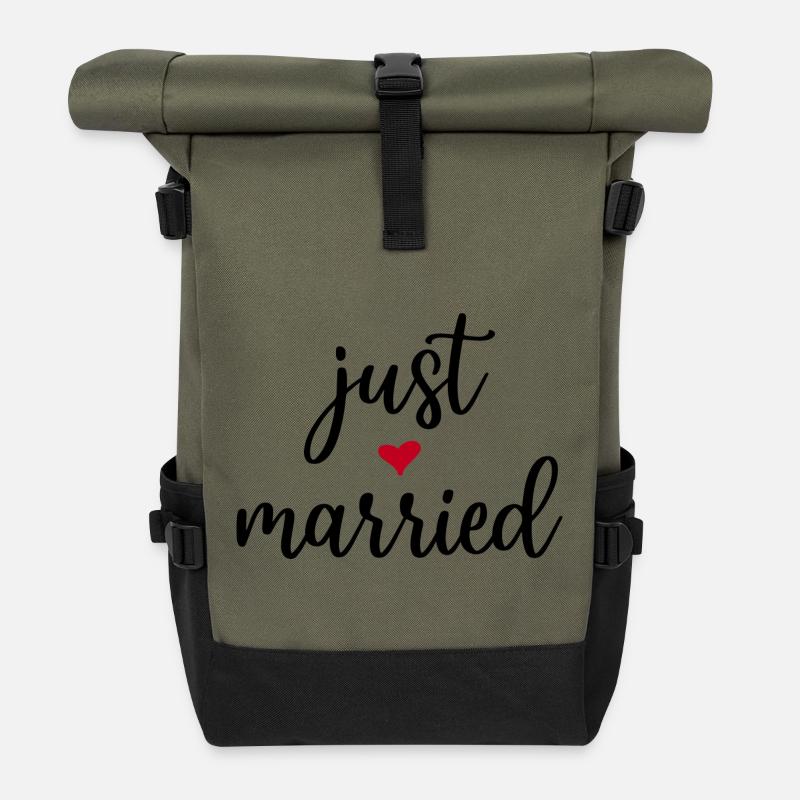 Just Married Idée cadeau - Sac à dos roll top - olive/noir