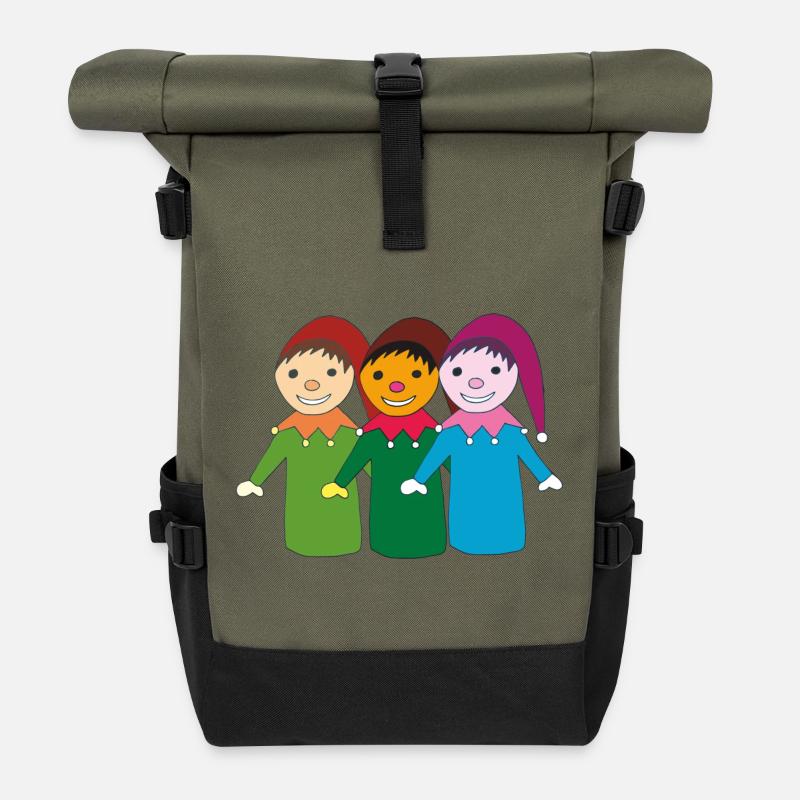 kasper und freunde - Rolltop Rucksack - Olive/Schwarz