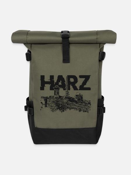 Harz Brocken Wandern - Rolltop Rucksack - Olive/Schwarz