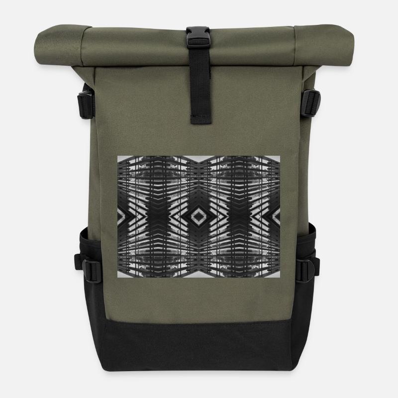 Bois abstrait V.3 - Sac à dos roll top - olive/noir