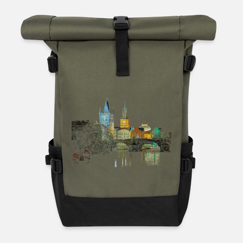 Prag - Rolltop Rucksack - Olive/Schwarz