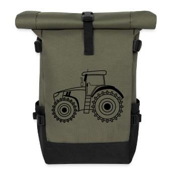 Traktor Symbol Umriss Landwirtschaft - Rolltop Rucksack - Olive/Schwarz - Vorne