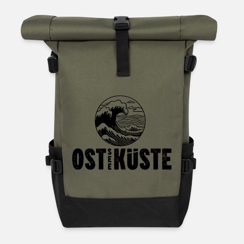 OstseeKueste Shirts 04 - Rolltop Rucksack - Olive/Schwarz