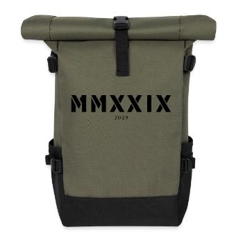 Römische Zahl Geburtsjahr Made in 2029 - Rolltop Rucksack - Olive/Schwarz - Vorne