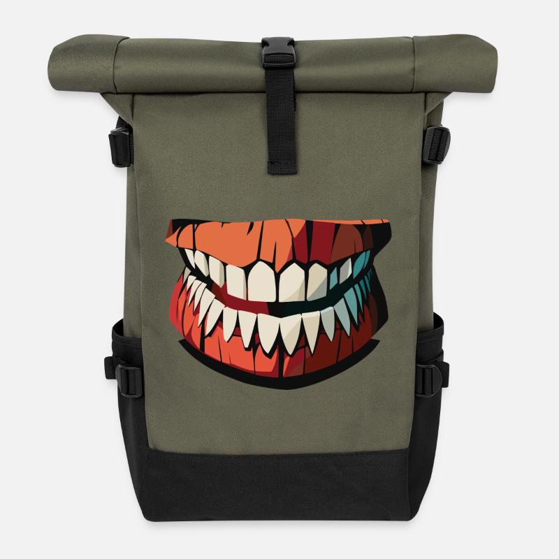 Le sourire effrayant de Darkjaw - Sac à dos roll top - olive/noir