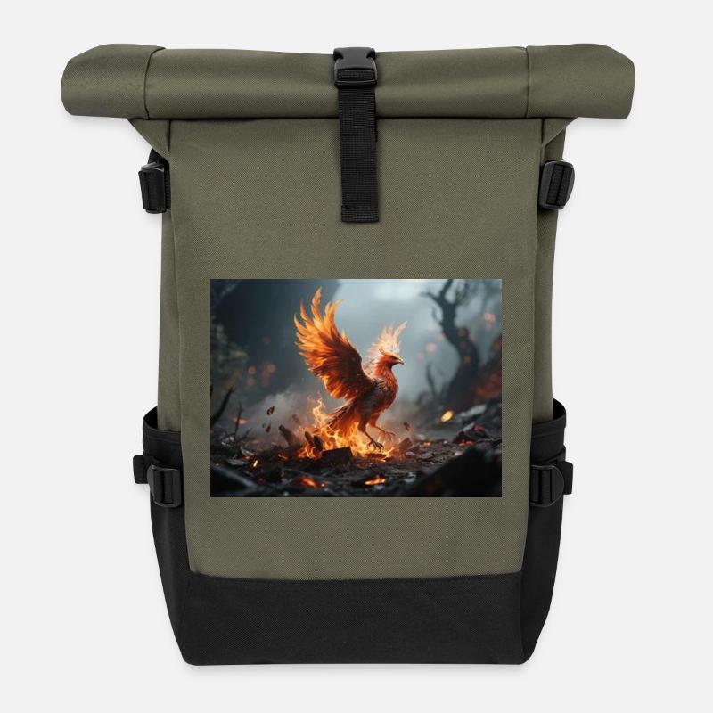 Feuerphönix Aufstieg - Rolltop Rucksack - Olive/Schwarz