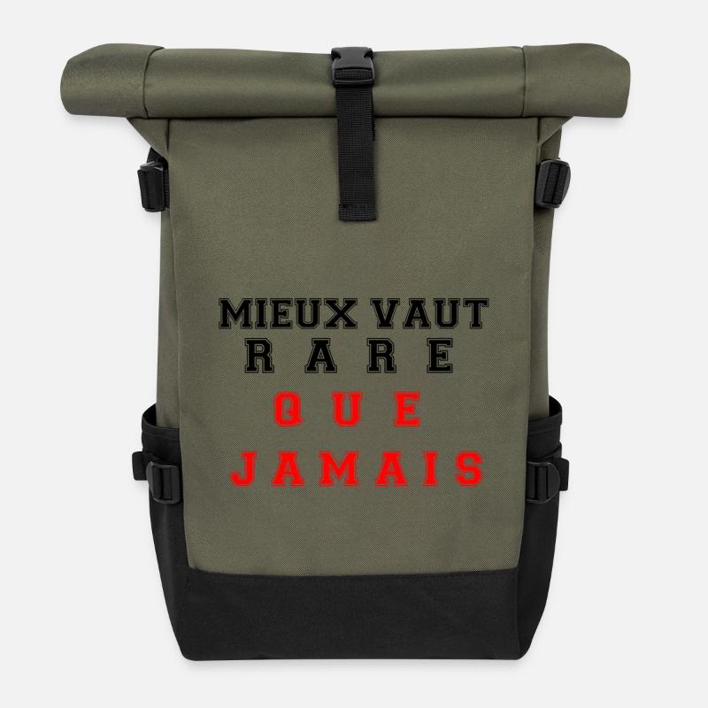 Besser selten als nie - Rolltop Rucksack - Olive/Schwarz