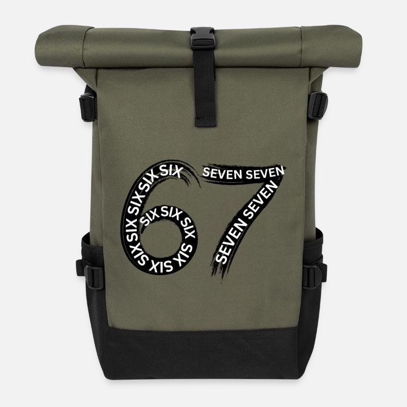Six Seven Kids Meme 6 7 - Rolltop Rucksack - Olive/Schwarz