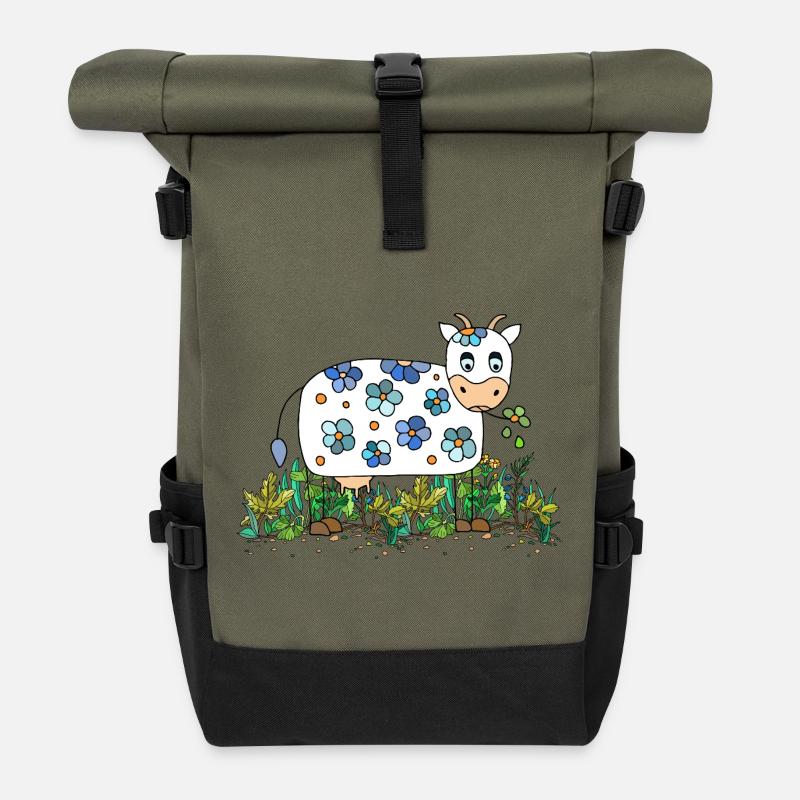 Vache - Sac à dos roll top - olive/noir