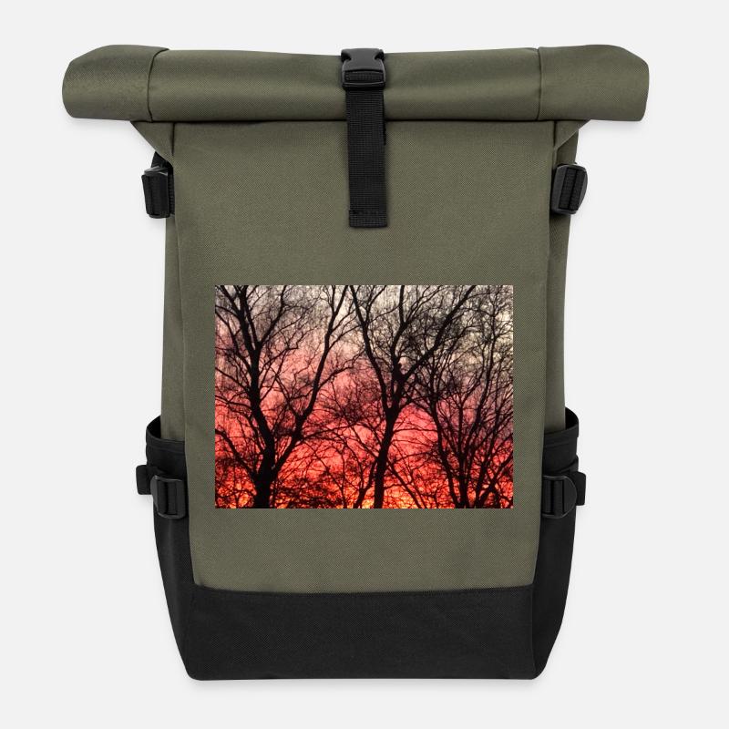 Abendrot_1 - Roll Top Backpack - olive/black