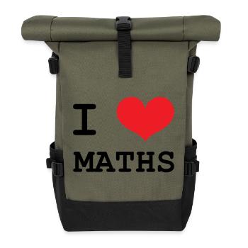 I Love Maths: Passion Mathematics T-Shirt - Rolltop Rucksack - Olive/Schwarz - Vorne