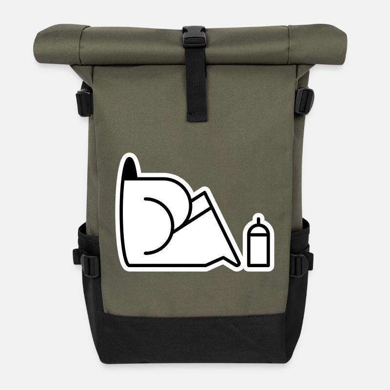 Looking For Cans - Roll Top Backpack - olive/black