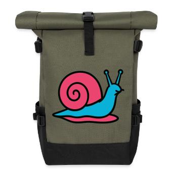 Snail Pop Art Gastropod Vegetable Garden - Roll Top Backpack - olive/black - Front