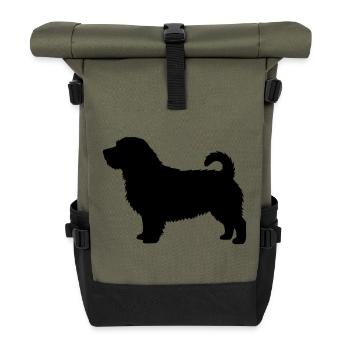 Norfolk-Terrier-Silhouette - Rolltop Rucksack - Olive/Schwarz - Vorne
