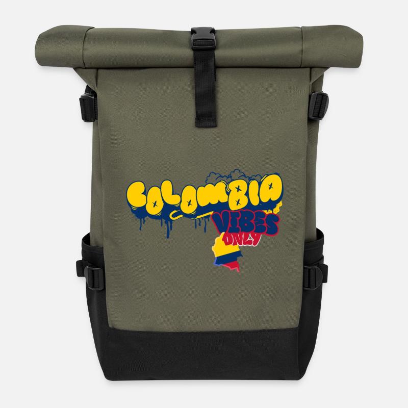 Colombia Vibes only - Rolltop Rucksack - Olive/Schwarz
