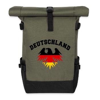DEUTSCHLAND GERMANY EUROPA DEUTSCHE SPORT FAN - Rolltop Rucksack - Olive/Schwarz - Vorne