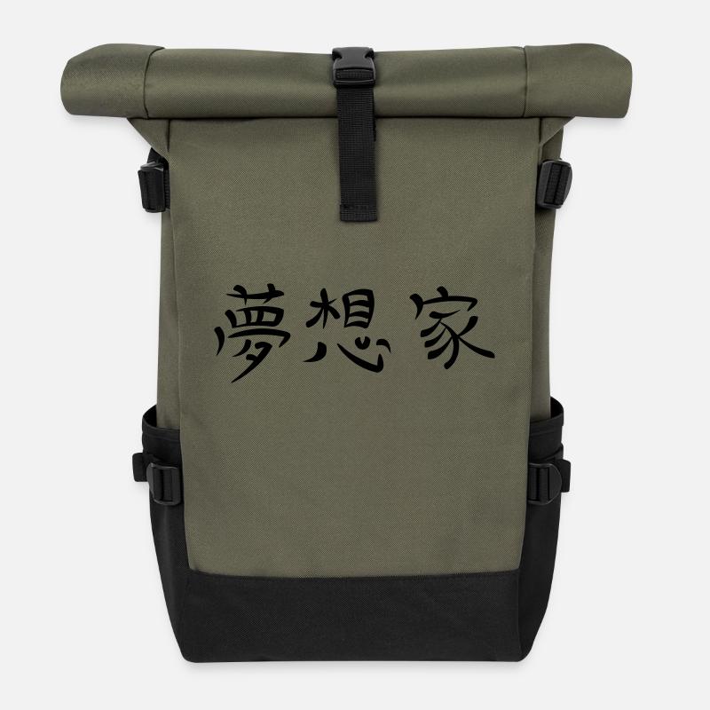 Kanji - Dreamer - Sac à dos roll top - olive/noir