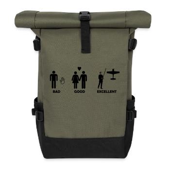 bad good excellent rc pilot - Roll Top Backpack - olive/black - Front