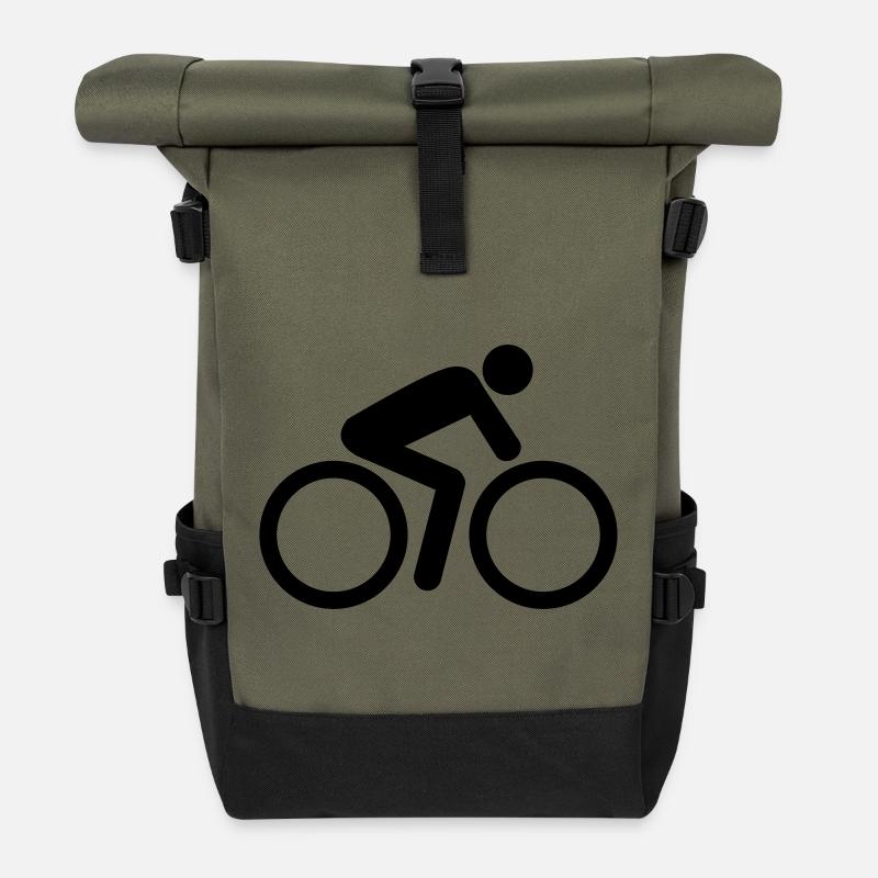biker cyclist - Roll Top Backpack - olive/black