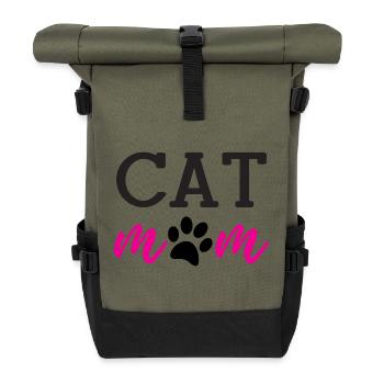 Cat Mom - Roll Top Backpack - olive/black - Front