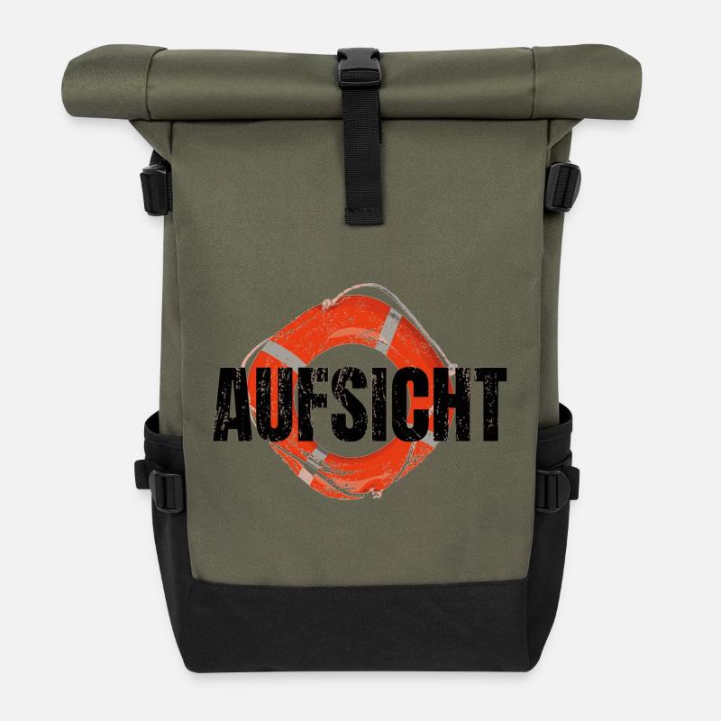 Aufsicht! Rettungsschwimmer - Rolltop Rucksack - Olive/Schwarz