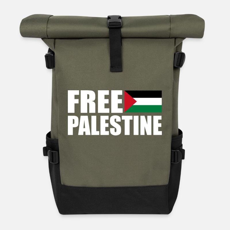 Free palestine - Rolltop Rucksack - Olive/Schwarz