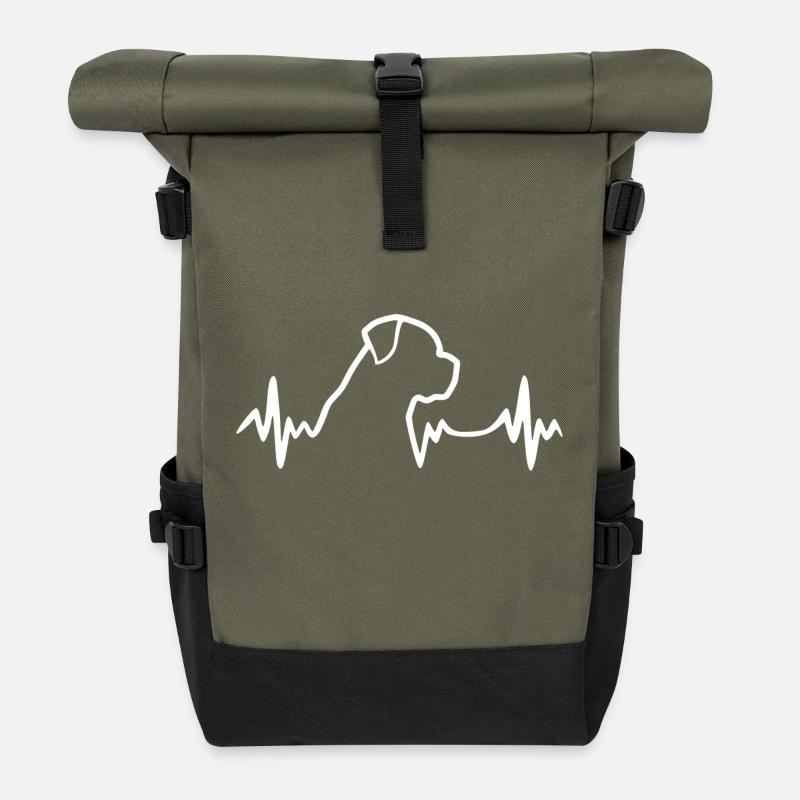 Rottweiler - Herzschlag - Hund - Rolltop Rucksack - Olive/Schwarz