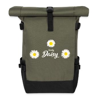 Daisy Goose Flower Spring - Roll Top Backpack - olive/black - Front
