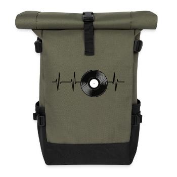 Herzfrequenz Schallplatte - Rolltop Rucksack - Olive/Schwarz - Vorne