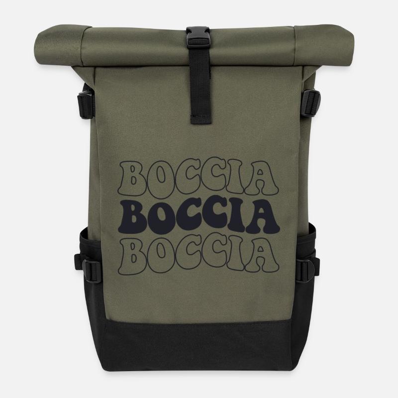Boccia player Clothing with bocce balls Boccia - Roll Top Backpack - olive/black