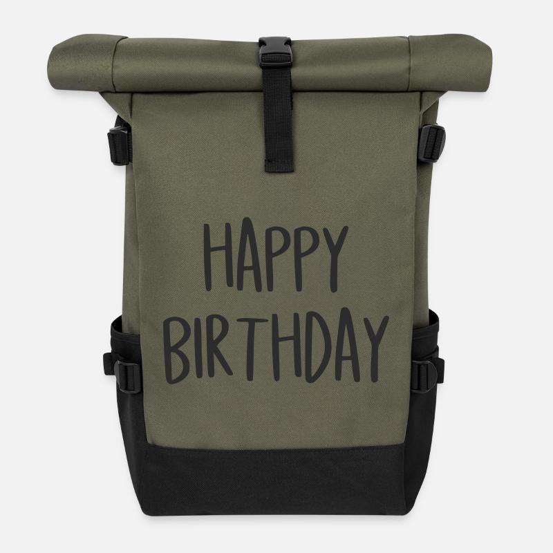 Happy Birthday GGeburtstag Geschenk - Rolltop Rucksack - Olive/Schwarz
