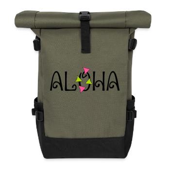 ALOHA - Roll Top Backpack - olive/black - Front