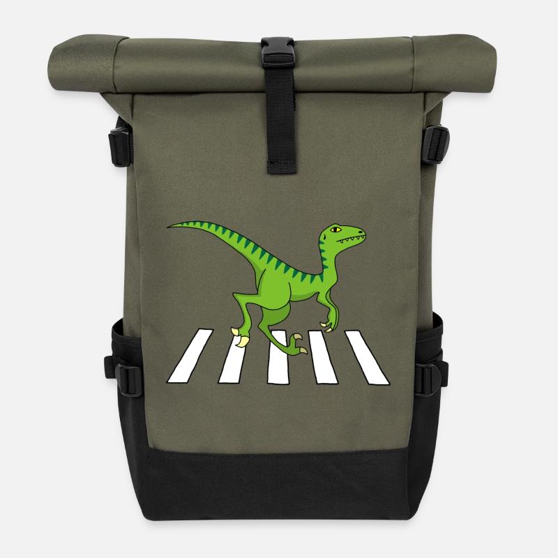 Dinosaure piéton - Sac à dos roll top - olive/noir