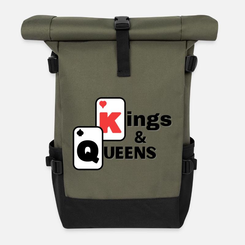 Karten, Poker, Kartenspiele - Rolltop Rucksack - Olive/Schwarz
