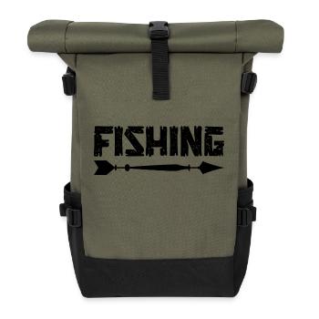 Angler Saying Fishing Fisherman Gift Idea - Roll Top Backpack - olive/black - Front