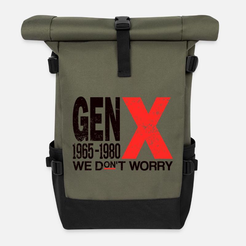 Generation X – Old School & Proud - Roll Top Backpack - olive/black
