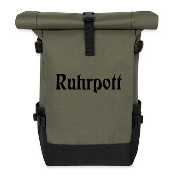 Ruhrpott - Pott - Bergbau - Kumpel - Ruhr - Shirt - Rolltop Rucksack - Olive/Schwarz - Vorne