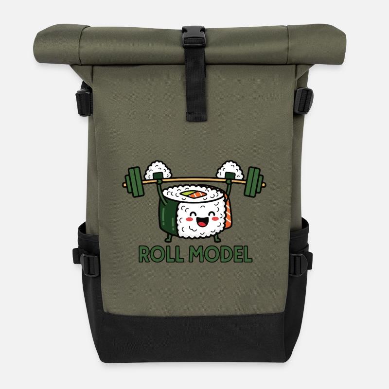 Sushi Strength - Roll Top Backpack - olive/black