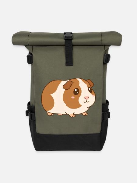 Meerschweinchen - Rolltop Rucksack - Olive/Schwarz