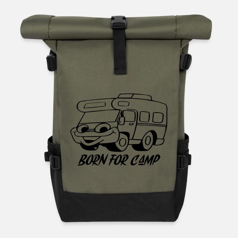 Born for Camp - Rolltop Rucksack - Olive/Schwarz