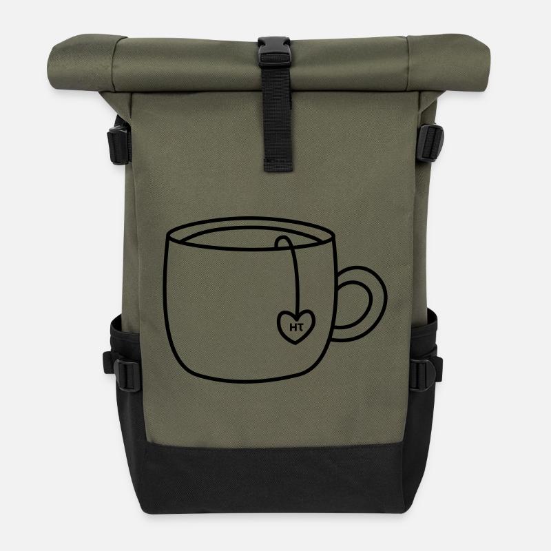 HT-Logo-Tasse_Transparent - Rolltop Rucksack - Olive/Schwarz