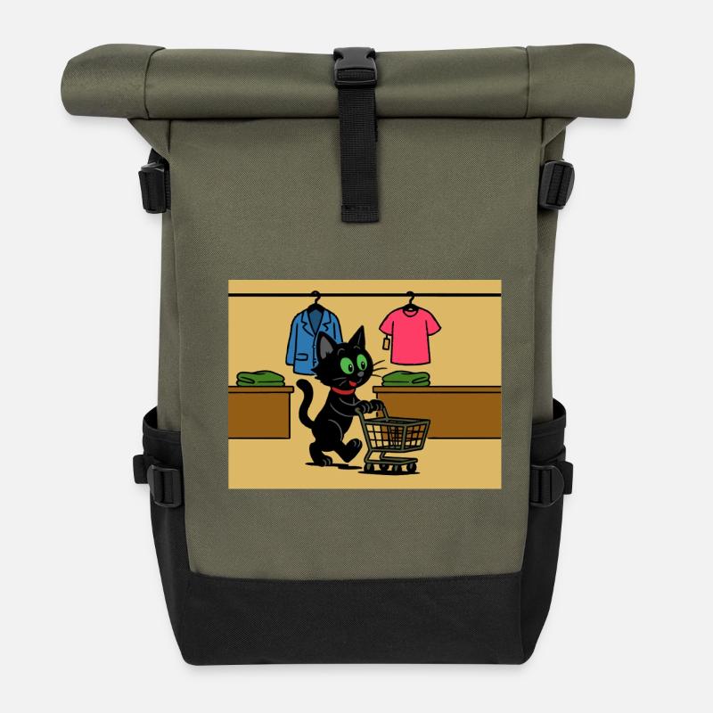 Meeko shopping - Roll Top Backpack - olive/black