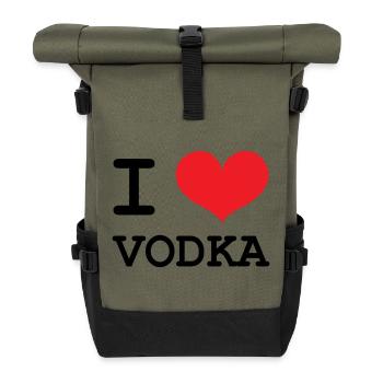 Ich liebe Wodka – Alkohol - Rolltop Rucksack - Olive/Schwarz - Vorne