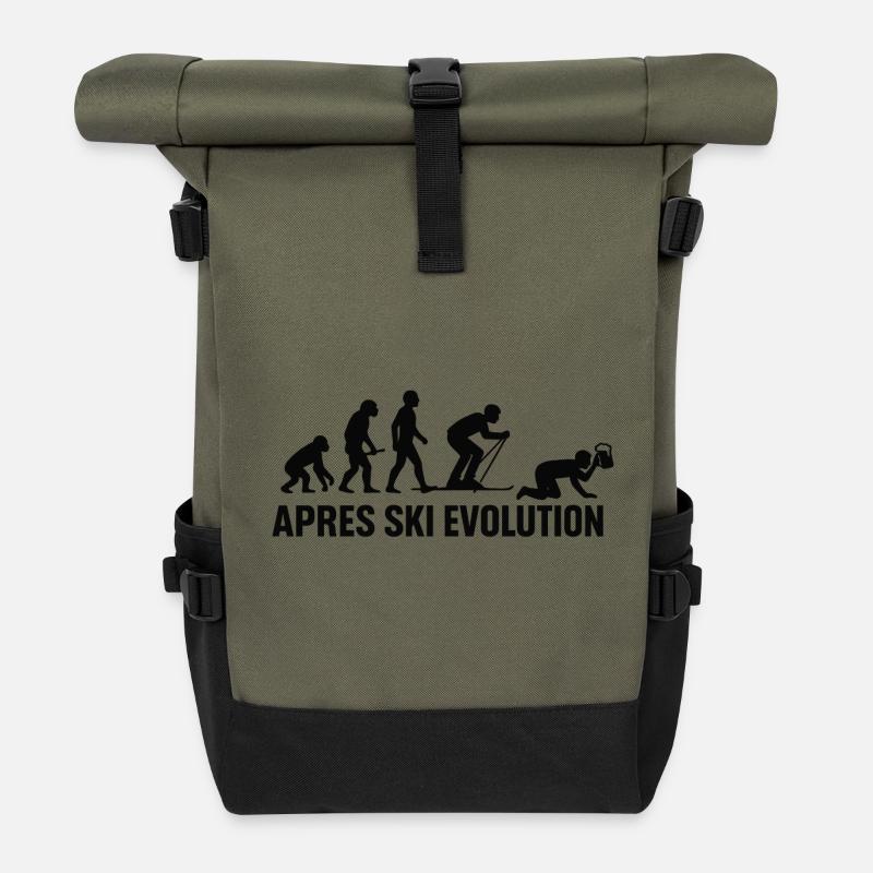  Apres Ski Evolution Skifahren Skiurlaub - Rolltop Rucksack - Olive/Schwarz