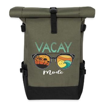 Lustiges Urlaubs & Surfer Design - Rolltop Rucksack - Olive/Schwarz - Vorne