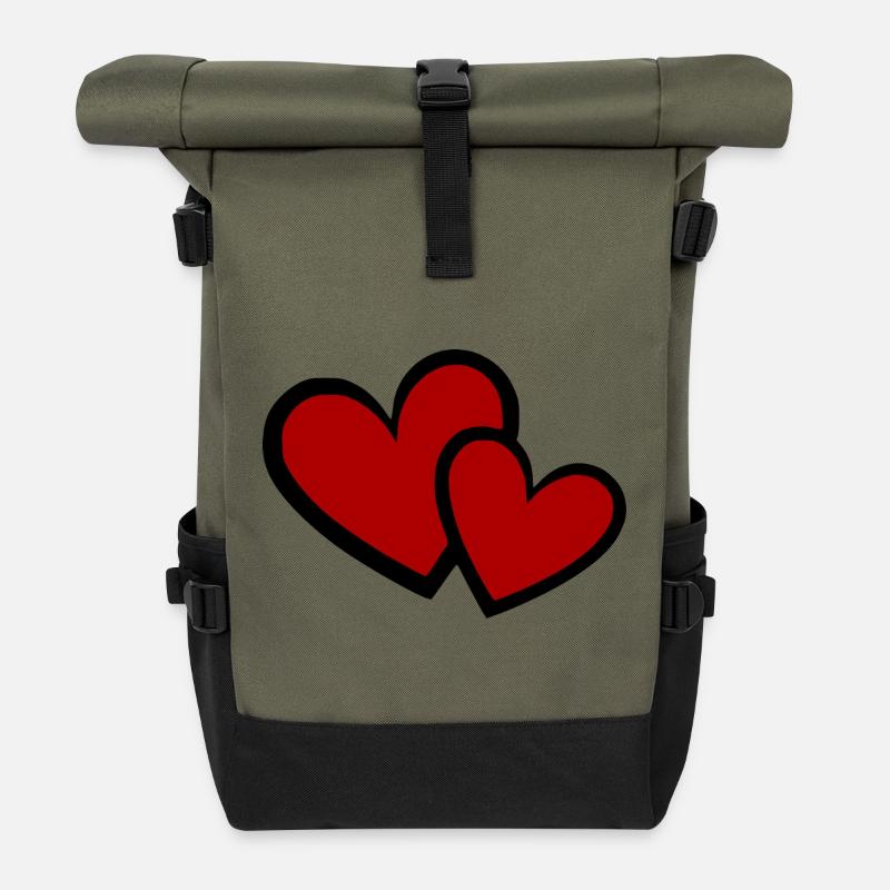 Valentinstag Herz rot Valentinstag Geschenk Valen - Rolltop Rucksack - Olive/Schwarz