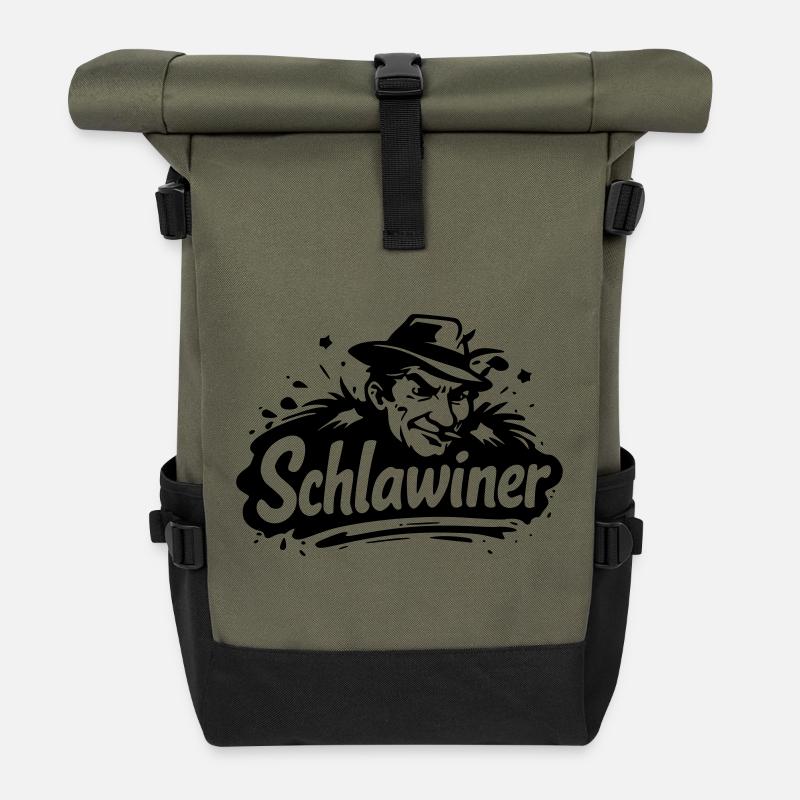 Schlawiner - Sac à dos roll top - olive/noir